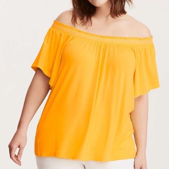 Torrid Yellow Off The Shoulder Blouse - Size 4X - Picture 9 of 9